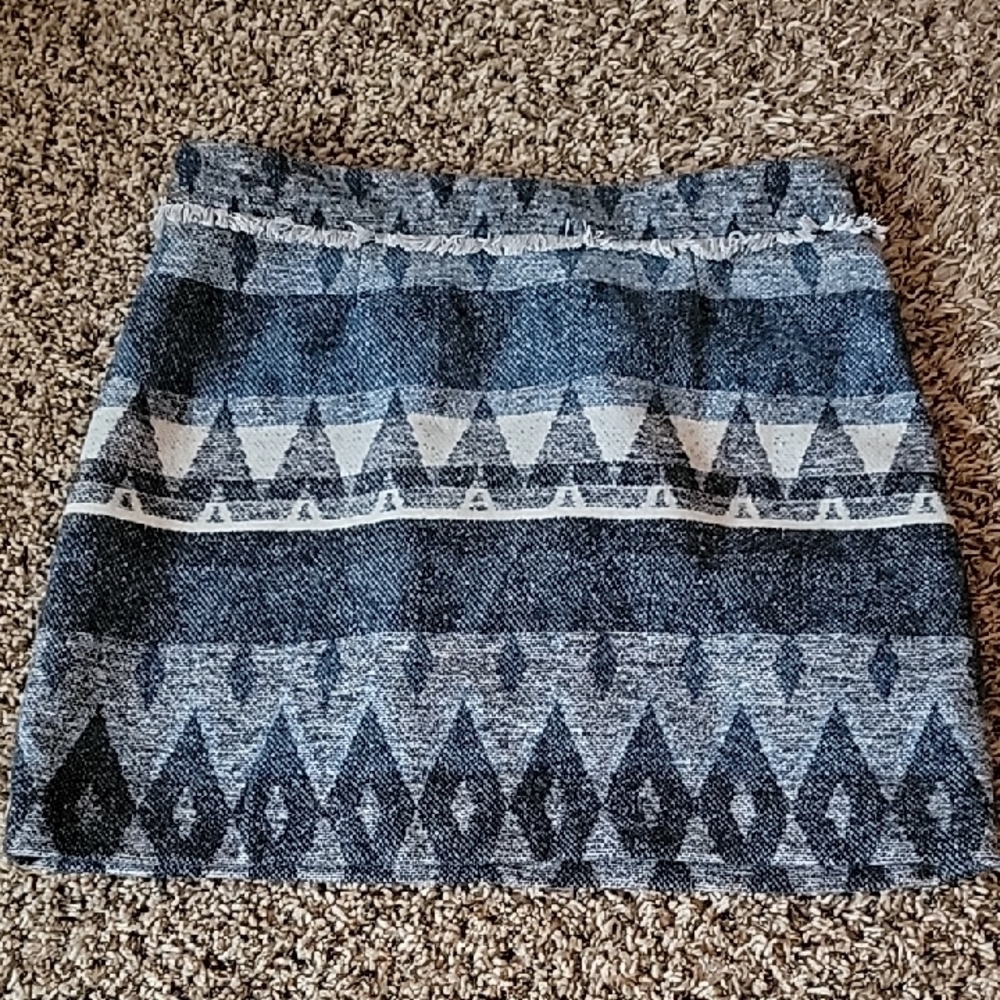 Sam Edelman Blue and Gray Geometric Mini Skirt